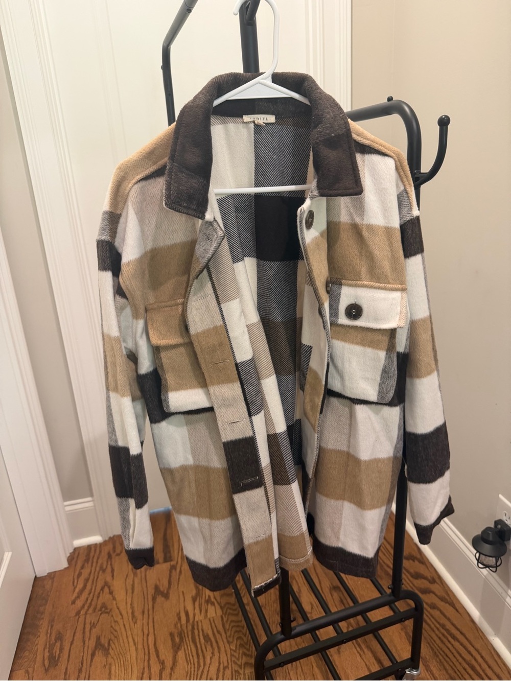 JODIFL Plaid Shacket in Brown, Cream & Black